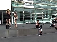 Clamped nipples Euro babe fucked in public