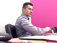 Inked office stud assfucked by handsome boss