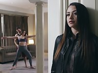 Sexy raven haired MILF Sovereign Syre treats her stud with nice footjob