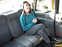 Nasty British slut Lilyan Red gives a rimjob to the taxi driver