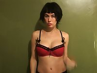 My busty girlfriend loves trying on bras in front of me and I love her boobs