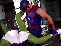 She Hulk Chyna bends over to be fucked balls deep in doggystyle