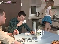 Saucy damsel is getting her daily dosage of pulverize, while her bf is seeing her