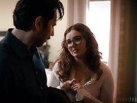 Curly redhead feels interested in fucking with her stepdad