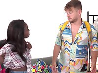 Interracial FFM threesome with naughty Blair Saenz and Ruby Lee