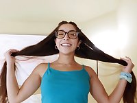 Horny hottie Madison Wilde with glasses gets fucked in wet pussy