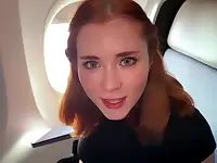 Naughty Redhead Sweetie Fox Fucks Stranger on Plane - Blowjob, Doggystyle & Cum in Mouth