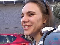 Beautiful natural tits of Rose Caarter get licked by a horny couple.