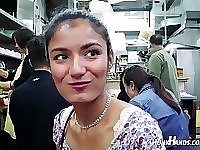 Slender Latina teen babe gets fingered and fucked by a stranger