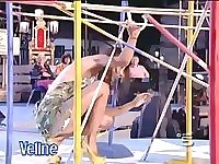 Celebrity upskirt shots with hot dancing Italian singer